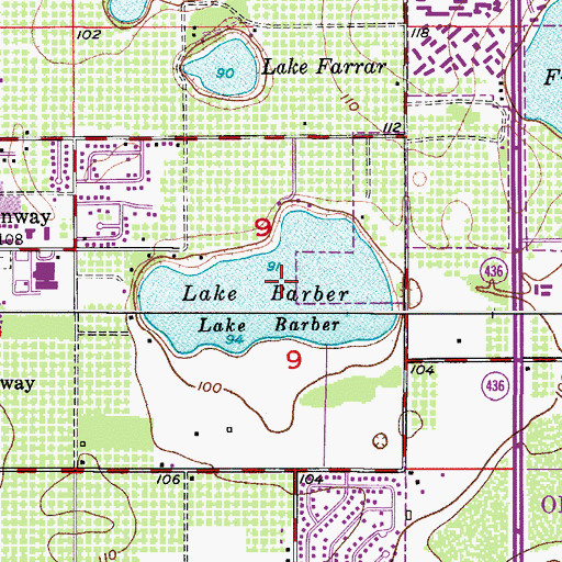 Topographic Map of Lake Barber, FL