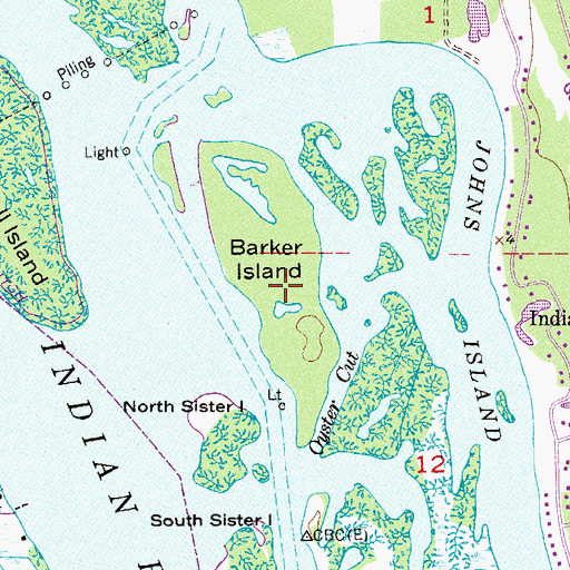 Topographic Map of Barker Island, FL
