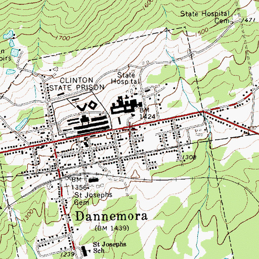 Topographic Map of Dannemora Post Office, NY