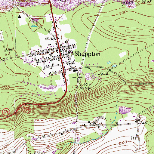 Topographic Map of East Union Township Police Department, PA