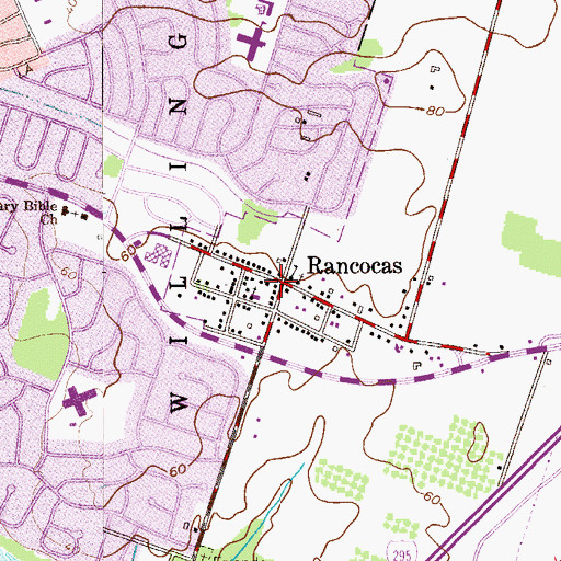 Topographic Map of Rancocas Post Office, NJ