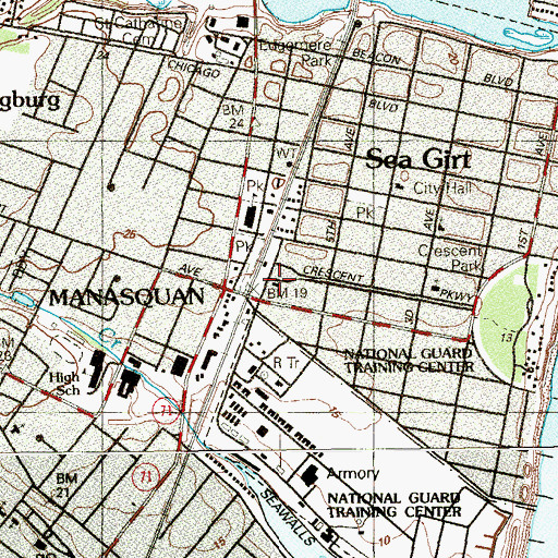 Topographic Map of Sea Girt Post Office, NJ