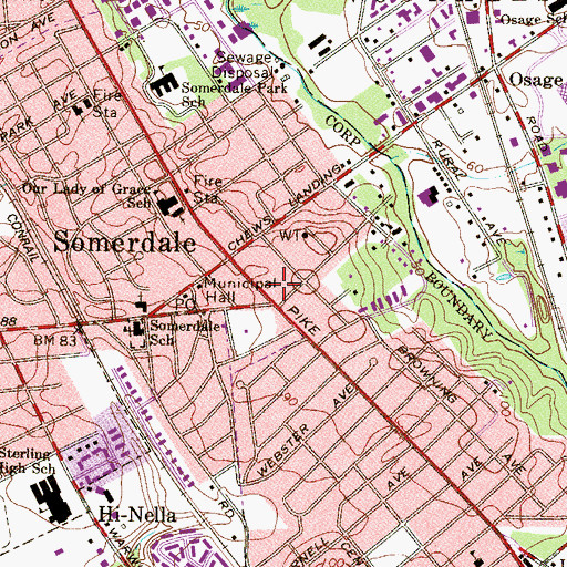 Topographic Map of Somerdale Post Office, NJ