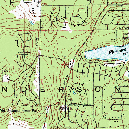Topographic Map of Anderson Island Post Office, WA