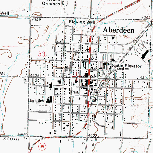 Topographic Map of Aberdeen Post Office, ID