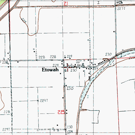 Topographic Map of Etowah Post Office, AR