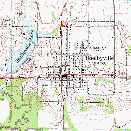 Topographic Map of Shelbyville Post Office, MO