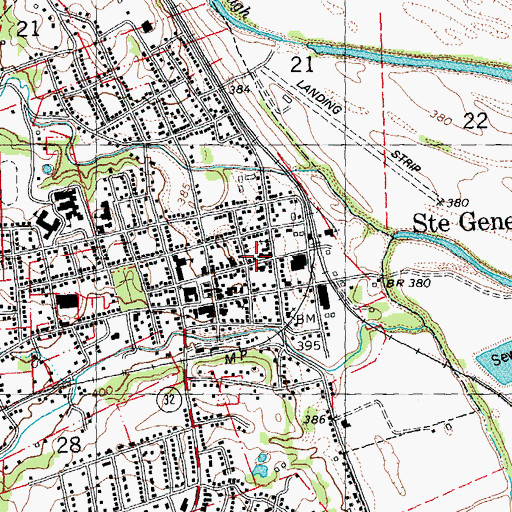 Topographic Map of Sainte Genevieve Post Office, MO