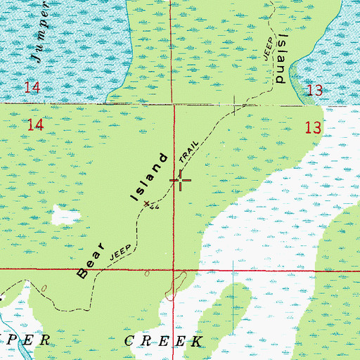 Topographic Map of Bear Island, FL