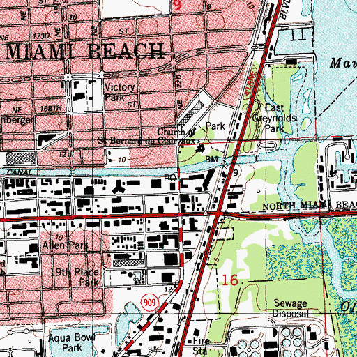 Topographic Map of North Miami Beach Post Office, FL