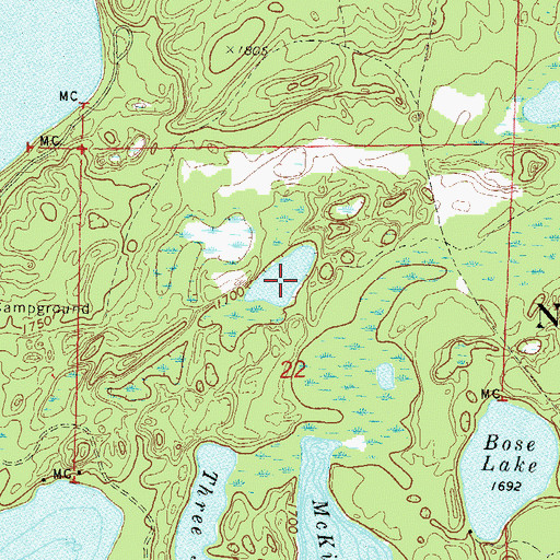 Topographic Map of Two Dutchmen Lake, WI