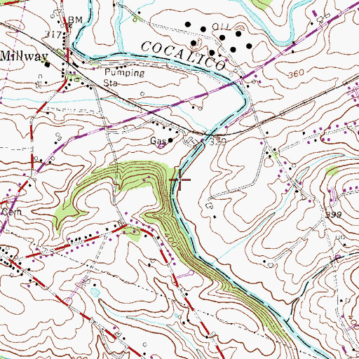 Topographic Map of Millway Run, PA