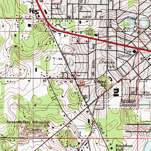 Topographic Map of Belleview, FL