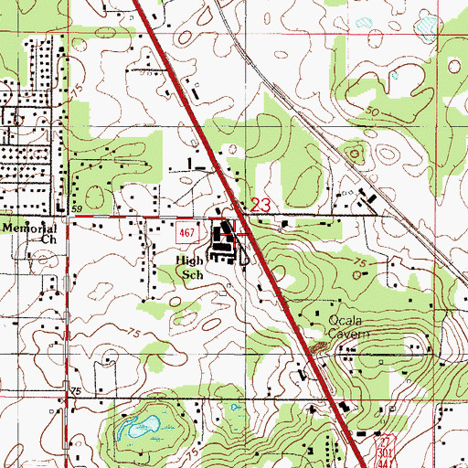 Topographic Map of Belleview - Santos Elementary School, FL