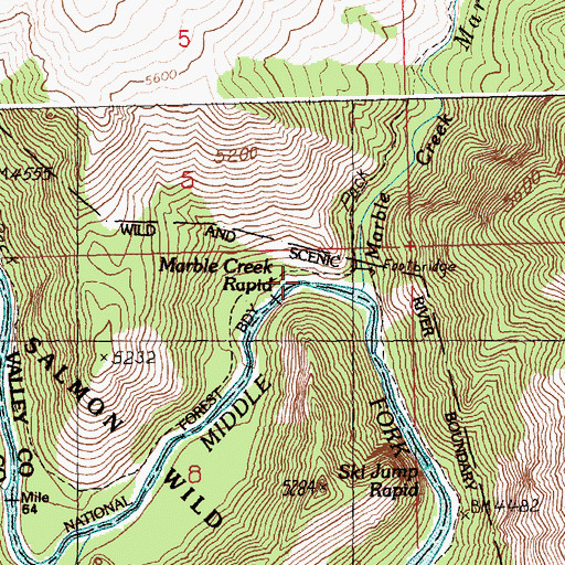 Topographic Map of Marble Creek Rapid, ID
