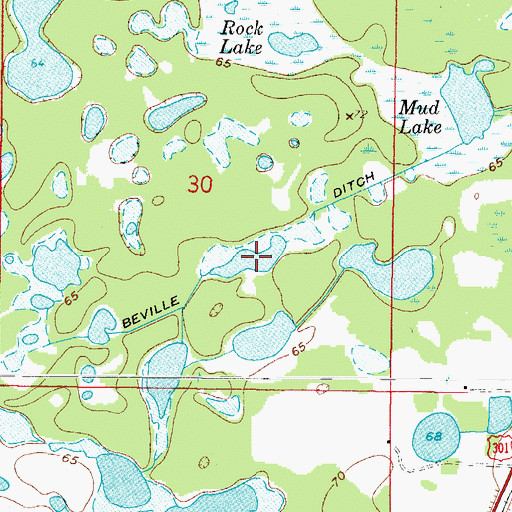 Topographic Map of Beville Ditch, FL