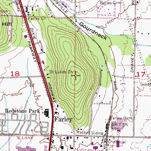 Topographic Map of Little Farley Mountain, AL