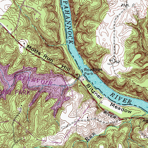 Topographic Map of Motts Run, VA