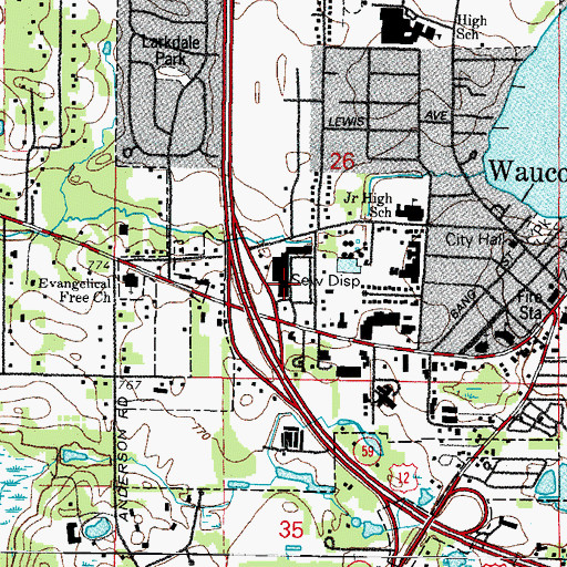 Topographic Map of Wauconda Post Office, IL