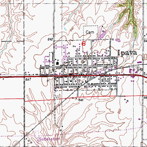 Topographic Map of Ipava Post Office, IL