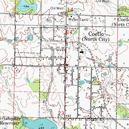 Topographic Map of Coello Post Office, IL