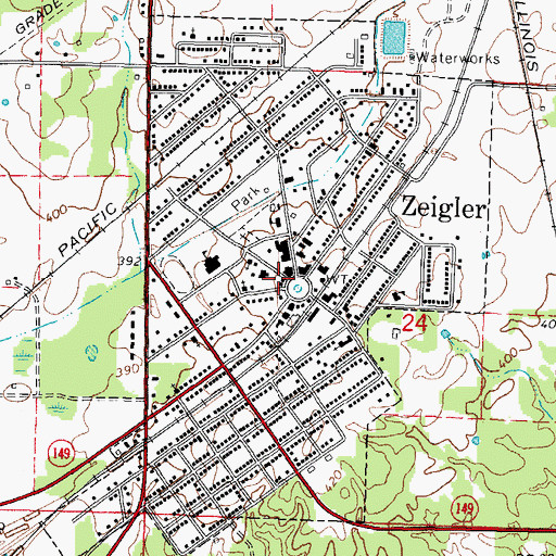 Topographic Map of Zeigler Post Office, IL