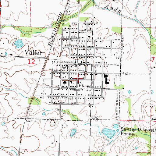 Topographic Map of Valier Post Office, IL