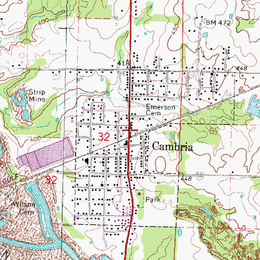 Topographic Map of Cambria Post Office, IL