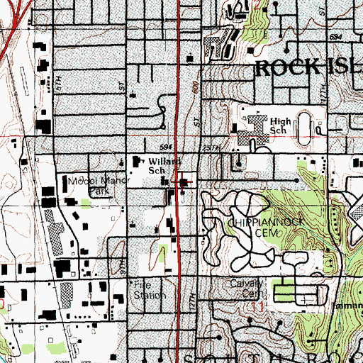 Topographic Map of Rock Island Post Office, IL
