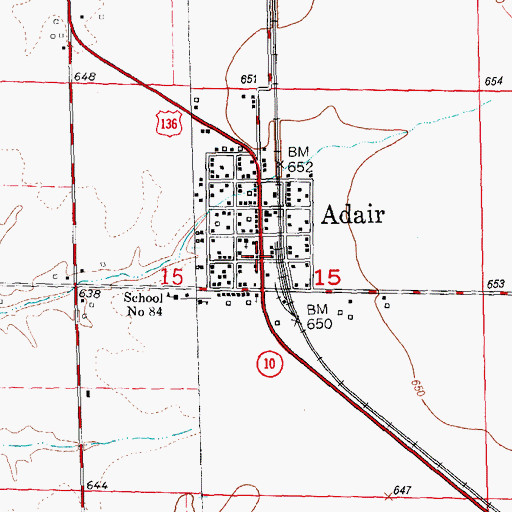 Topographic Map of Adair Post Office, IL