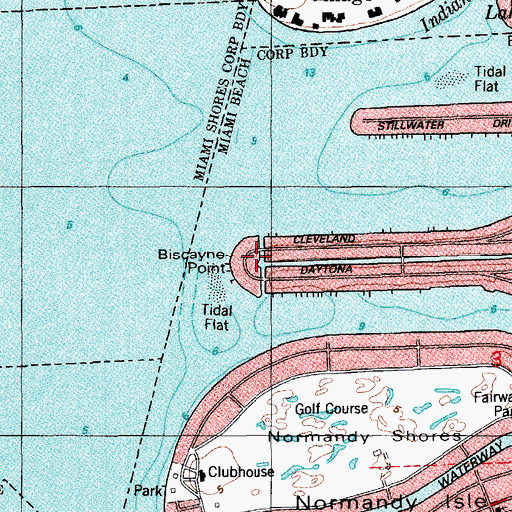 Topographic Map of Biscayne Point, FL