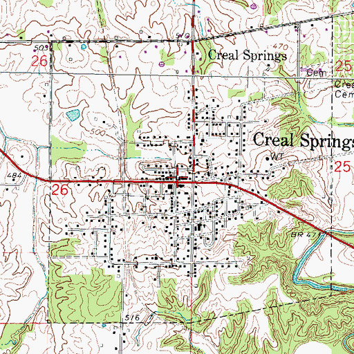 Topographic Map of Creal Springs Post Office, IL