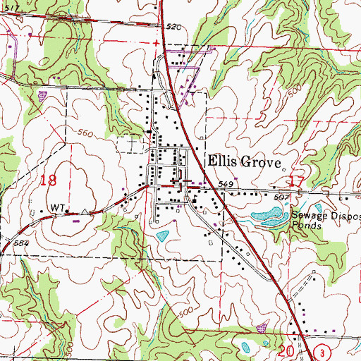 Topographic Map of Ellis Grove Post Office, IL