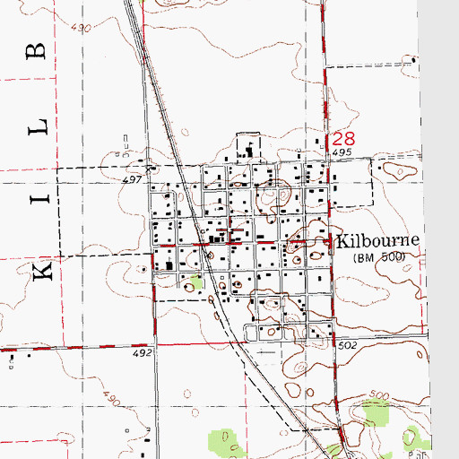 Topographic Map of Kilbourne Post Office, IL