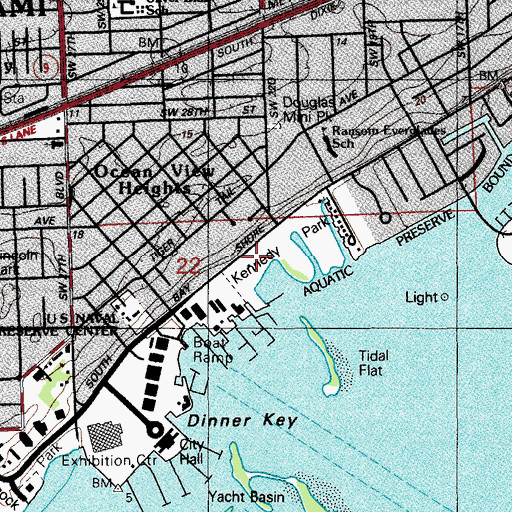 Topographic Map of Biscayne Yacht Club, FL