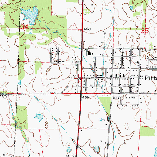 Topographic Map of Pittsburg Post Office, IL