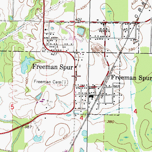 Topographic Map of Freeman Spur Post Office, IL