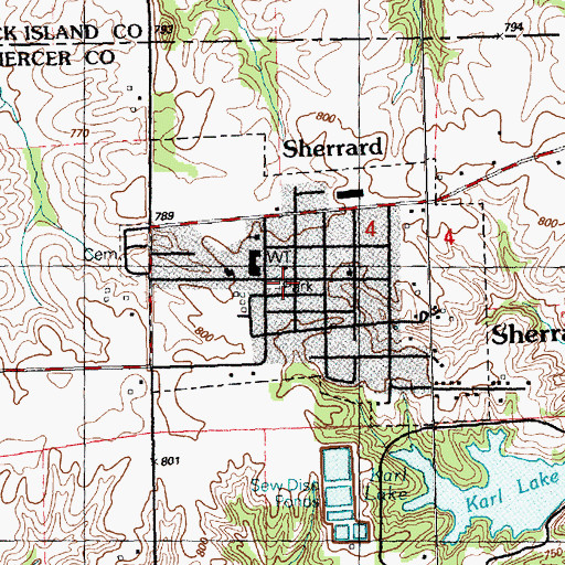 Topographic Map of Sherrard Post Office, IL
