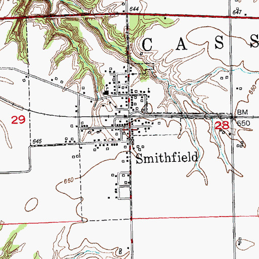 Topographic Map of Smithfield Post Office, IL