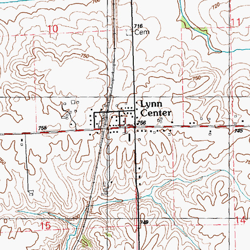 Topographic Map of Lynn Center Post Office, IL