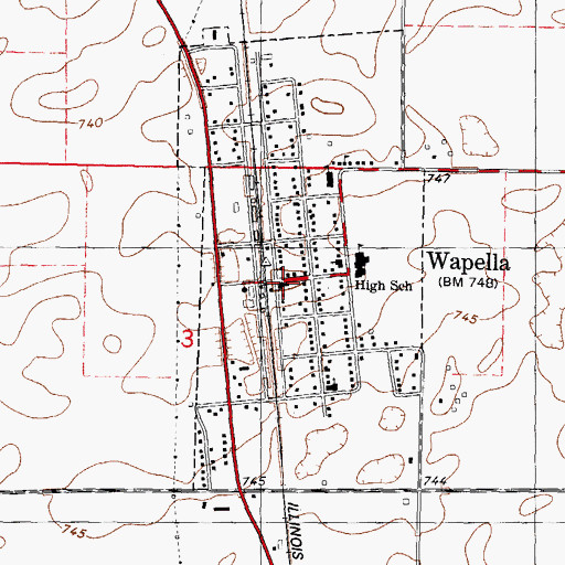 Topographic Map of Wapella Post Office, IL