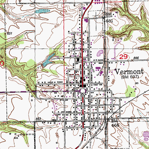 Topographic Map of Vermont Post Office, IL