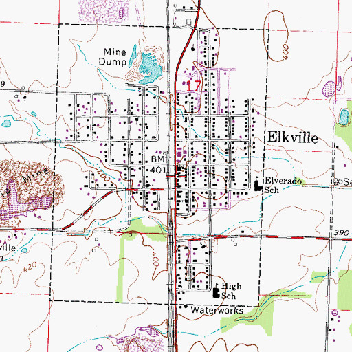 Topographic Map of Elkville Post Office, IL