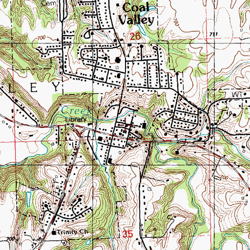 Topographic Map of Coal Valley Post Office, IL