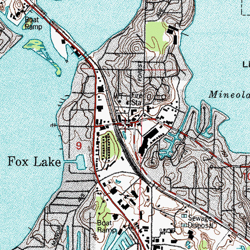 Topographic Map of Fox Lake Post Office, IL
