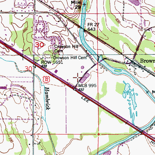 Topographic Map of Brownsboro Post Office, AL
