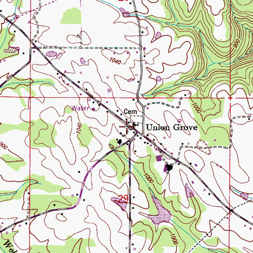 Topographic Map of Union Grove Post Office, AL