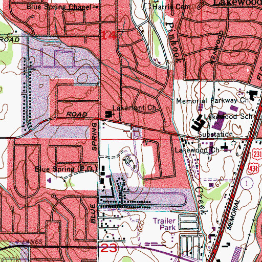 Topographic Map of Mastin Lake Post Office, AL