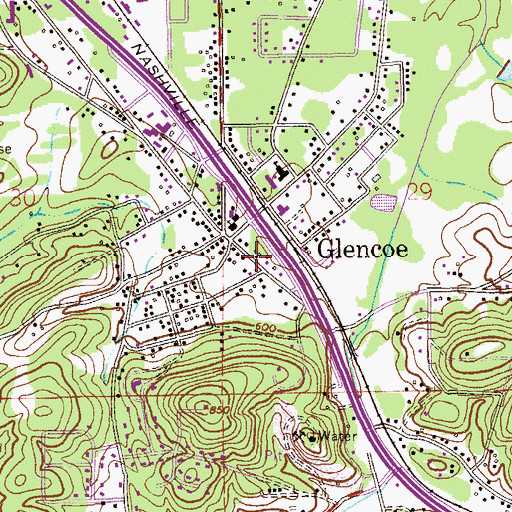 Topographic Map of Glencoe Post Office, AL