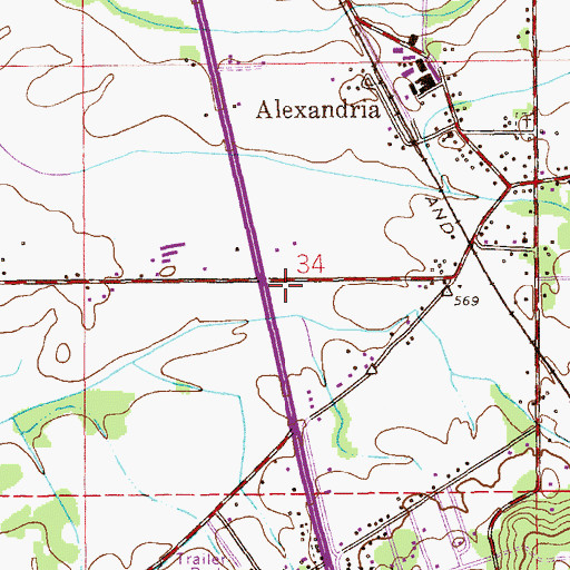 Topographic Map of Alexandria Post Office, AL